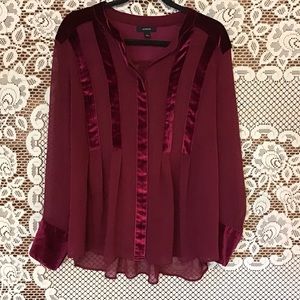 Alfani Mod Shimmer Burgundy Velvet Blouse